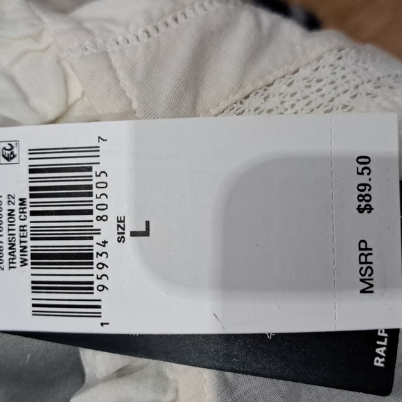 Lauren Ralph Lauren Mascarpone Cream Jersey Flutter-Sleeve Women Blouse - Picture 10 of 10